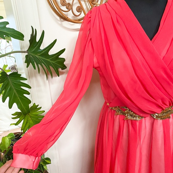 Vintage 70s Chiffon Formal Gown - Picture 3 of 8